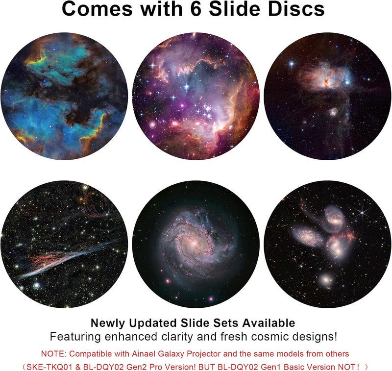 Ainael Galaxy Projector Disc – Ultra HD Projector Slide, Compatible with Galaxy Projectors and Model SKE-TKQ01 & BL-DQY02 Projectors – 6 Disc Set (Nebula D) - Image 2